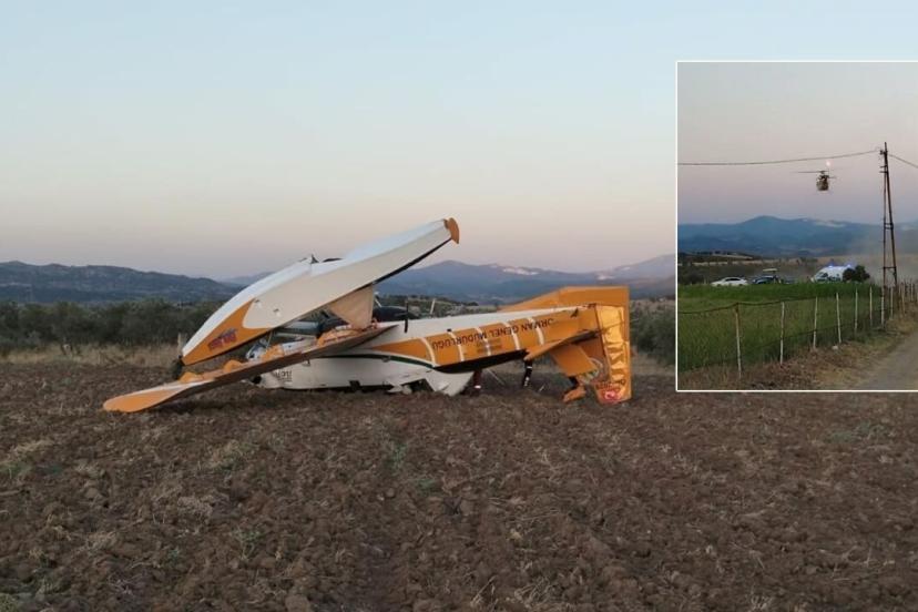 Aydın'da yangına müdahale eden uçak zorunlu iniş yaparken düştü