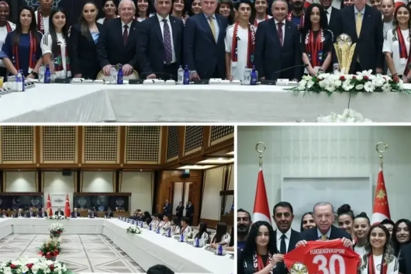 Cumhurbaşkanı Erdoğan Beştepe'de Yüksekovaspor Kadın Futbol Takımı'nı kabul etti