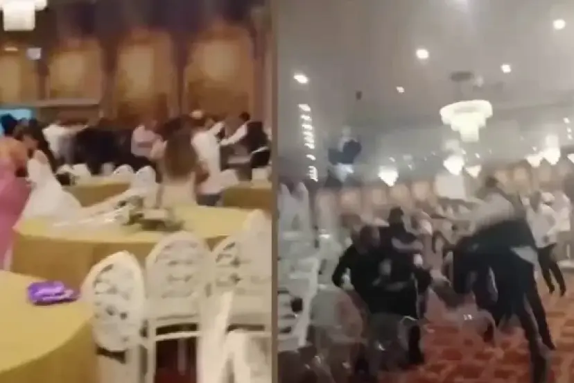 Düğün salonu ringe döndü: Gelin ve damat tarafı arasında uçak tekmeli kavga